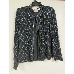 Stenay Womens Black Silk Beaded Jacket Size XL